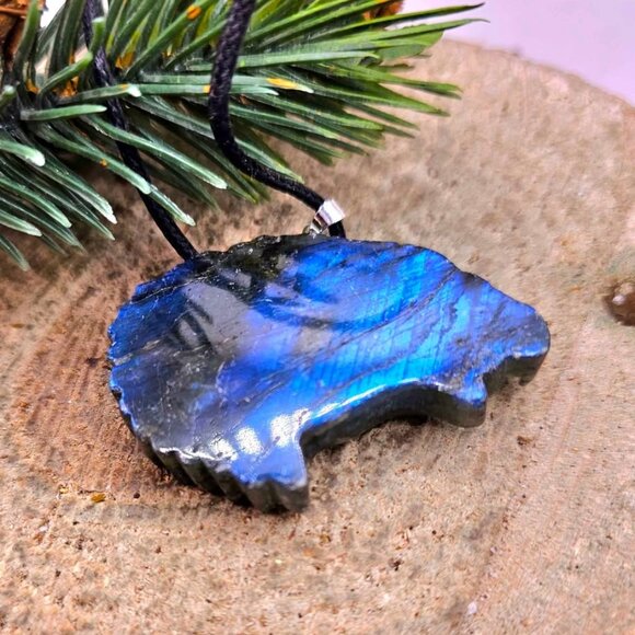Nature Labradorite Flashy Strong Eagle Head Pendant Necklace - Picture 10 of 10